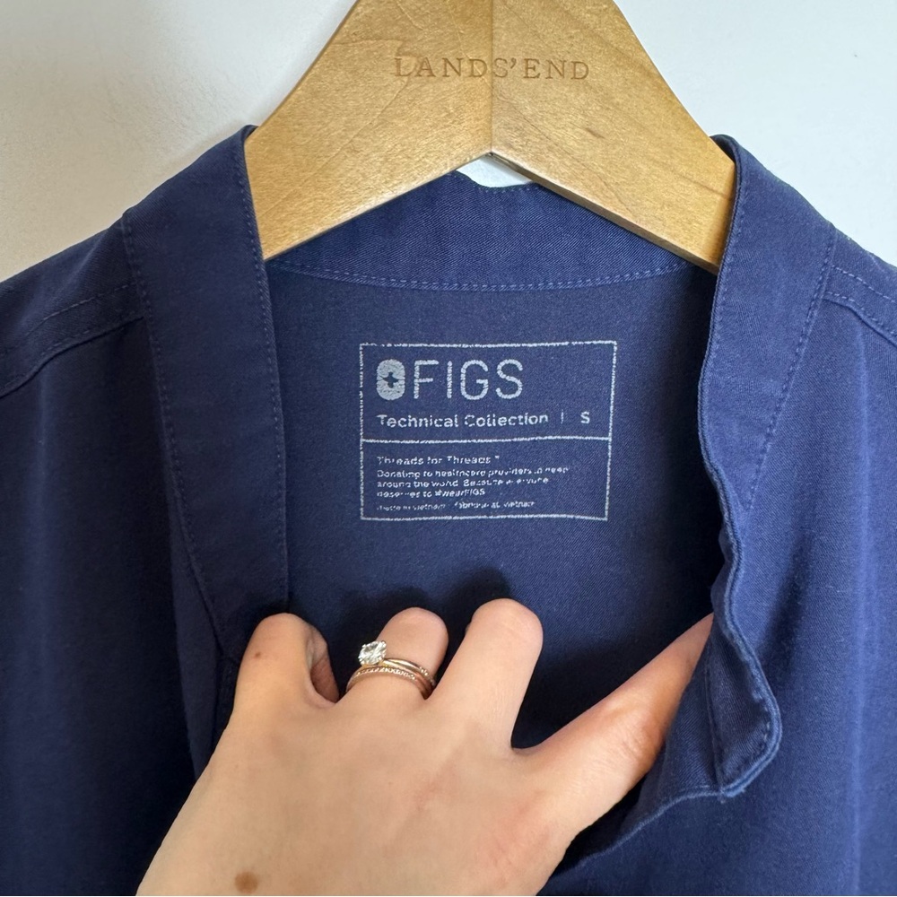 Figs Navy Short Sleeve Mock Neck Top - Picture 3 of 5